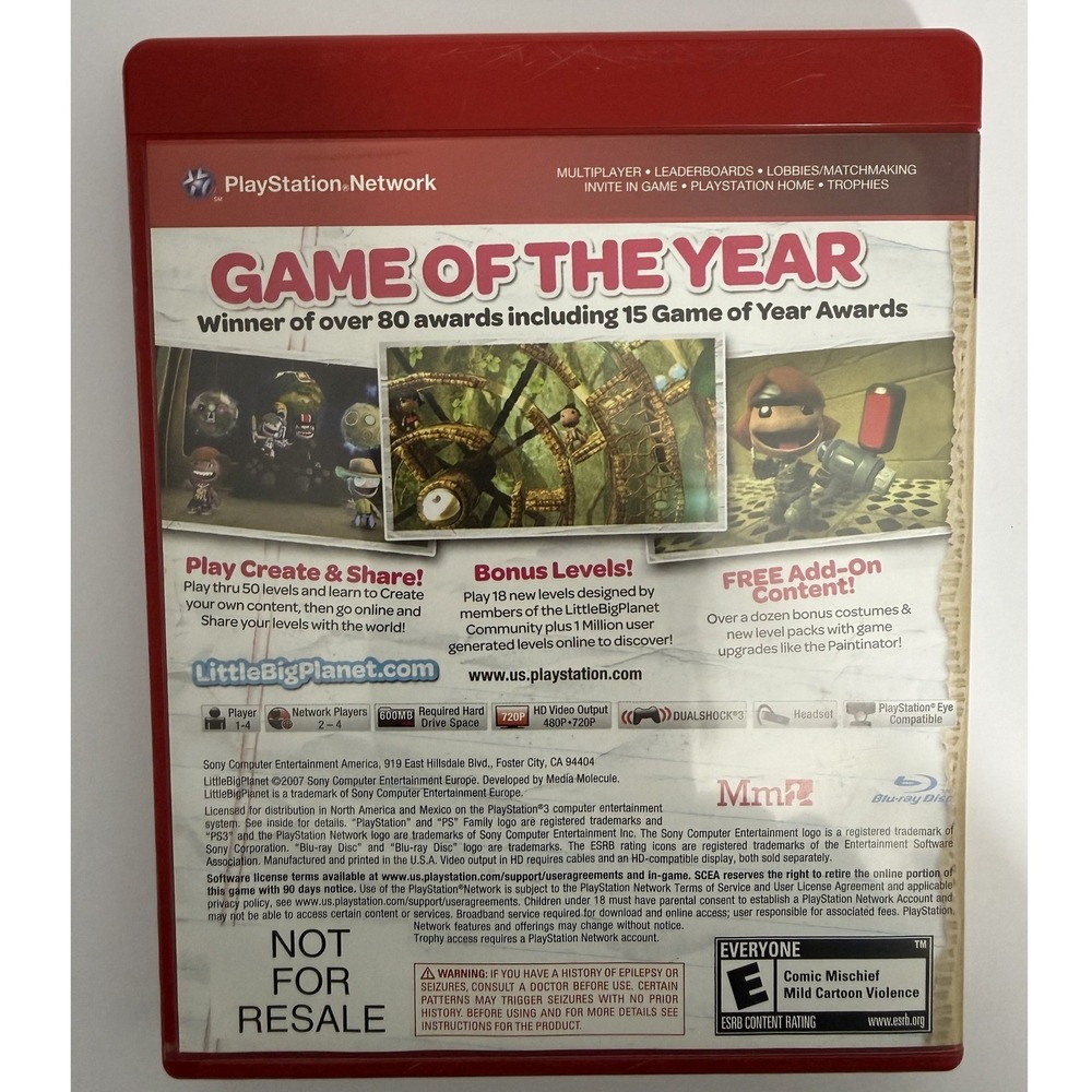 LittleBigPlanet Game of the Year - Sony PS3 - CIB - Greatest Hits NFR - Picture 6 of 7